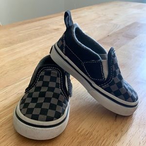 Van's toddler/baby black and pewter checkerboard slip-on size 4.5 US toddler